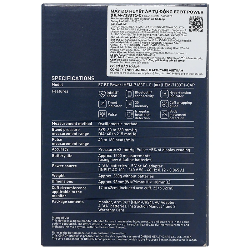 Máy đo huyết áp bắp tay Ez Bt Power Omron HEM-7183T1-C - 10